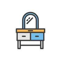 Retro Style Vanity Table with Mirror Icon Illustration vector