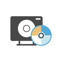 Stylized computer and data disc on a White Background vector