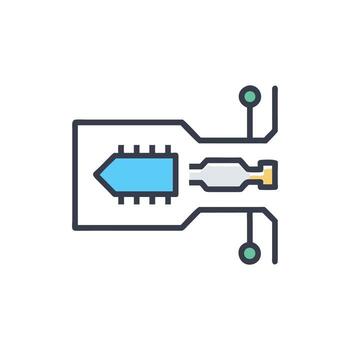 simplificado circuito tablero esquemático en un blanco antecedentes diseño vector
