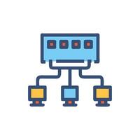 Network server connecting multiple computers schematic illustration vector