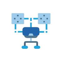 Flat design networked virtual reality headset and data nodes vector