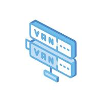 VAN isometric illustration represents virtual area network data storage vector