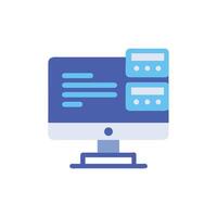 Flat illustration of a desktop computer showing data reports vector
