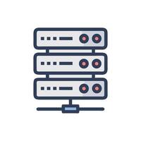 Iconic flat illustration of computer server stack on White backdrop vector