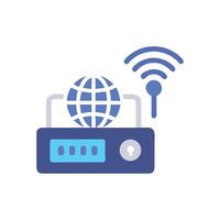 Stylized router and globe illustration symbolizing global network connectivity vector