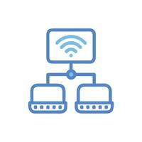 Network topology illustration of device connectivity with wireless signal vector