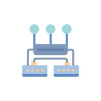 Network server with nodes connection, flat design, dark background vector