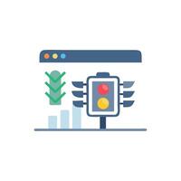 Traffic signal with graph showing website performance optimization vector