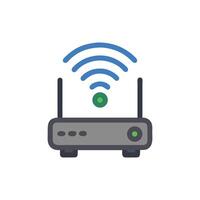 Flat design icon of wireless internet router on White vector