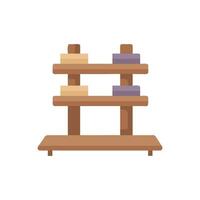 Wooden Shelf with Two Levels and Simple Decorations vector