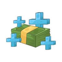 stack of banknote with plus sign vector