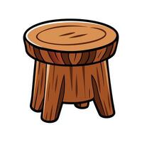 Log Stool Design with Bark Texture vector