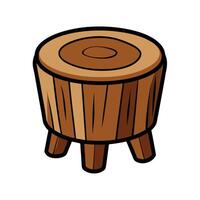 Bark Texture Log Stool Design vector