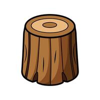 Rustic Log Stool with Bark Texture Design vector