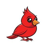 Cute Cartoon Cardinal Bird Illustration Isolated on White vector