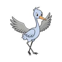 Cute Cartoon Crane Standing with Wings Open Illustration vector
