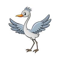Cute Cartoon Heron Illustration with Open Wings vector