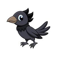 Cute Cartoon Crow Standing Isolated on White Background vector