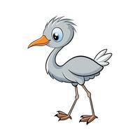 Cute cartoon heron illustration with white background vector