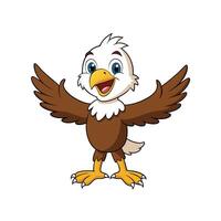Cute Cartoon Eagle Character Illustration with Open Wings vector