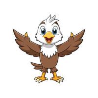 Cheerful Cartoon Eagle Character with Open Wings Pose vector
