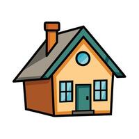 Realistic House with Vintage Roof Flat Icon vector