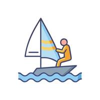 Sailboat Icon Man Sailing on the Water Waves vector