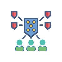 Team security with shield icon, data protection concept vector