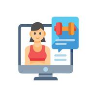Online fitness coaching with a female trainer concept vector