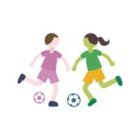 Children playing soccer, flat design on black vector