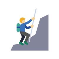 Mountain climber icon using rope and climbing challenge vector