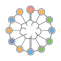 Colorful Cloud Network Diagram Illustrating Connection and Communication vector