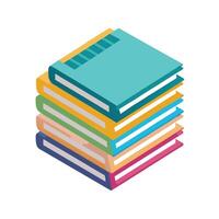 Isometric Stack of Colorful Books Illustration on White Background vector