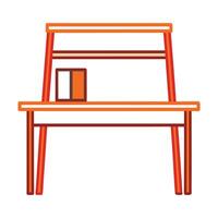 Stylized Orange Drafting Table with Shelf and Object vector