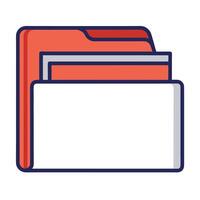 Orange Folder with Files Icon for Data Storage vector
