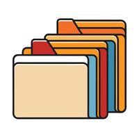Colorful Documents Folders Stack Isolated on White Background vector
