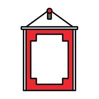 Hanging red banner with space for text or image vector