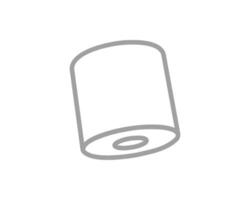 Simple gray line art illustration of a cylinder with a small hole at the bottom, suggesting a container, spool, or similar object. vector