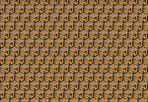 Intricate geometric pattern featuring repeating cubes in shades of orange and gray. Creates a dynamic, almost threedimensional effect, perfect for backgrounds, textiles, or website design. vector
