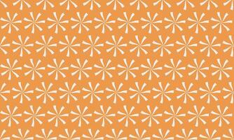 Vibrant orange background featuring a repeating pattern of stylized sunbursts. Perfect for textile design, website backgrounds, or adding a touch of midcentury modern flair to your projects. vector