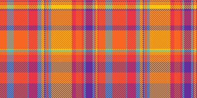 Short textile seamless background, formal plaid tartan. Wallpaper fabric check texture pattern in red and orange colors. vector