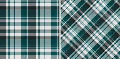Teal and gray plaid patterns. Set of classic tartan seamless textures for textile, apparel, wrapping paper, or backgrounds. Versatile for design projects. vector