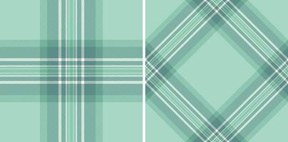Elegant textile design featuring plaid and tartan patterns in tranquil seafoam and white hues. Ideal for backgrounds, fashion, or wrapping paper. Versatile vector
