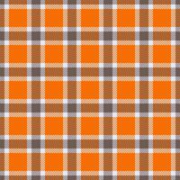 Classic plaid pattern. Warm orange, brown, and white create a cozy, traditional textile design. Perfect for backgrounds, apparel, or decorative projects. Versatile for fall themes. vector