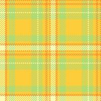 Vibrant, seamless plaid pattern with sunny yellow, green, and orange hues. Perfect for textile design, backgrounds, or adding a touch of spring to your project. vector
