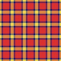 Classic tartan pattern featuring vibrant red, yellow, and navy. Seamless textile design. Perfect for backgrounds, wrapping paper, and fabric mockups. Warm, cozy feel. vector