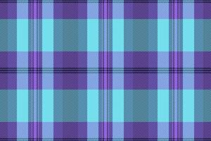 Custom seamless fabric background, color plaid textile . Plank tartan pattern texture check in violet and cyan colors. vector