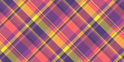 Vibrant plaid pattern. Colorful, seamless diagonal tartan design. Modern graphic texture perfect for backgrounds, textiles, apparel, or web design projects. vector