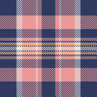 Classic plaid pattern in navy, pink and golden hues. Perfect for textile design, backgrounds, or any project needing a touch of traditional elegance. Versatile and eyecatching. vector