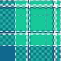 Detailed pixelated plaid design in calming blues and greens. Perfect for digital backgrounds, textile designs, or retroinspired graphics. Versatile pattern. vector